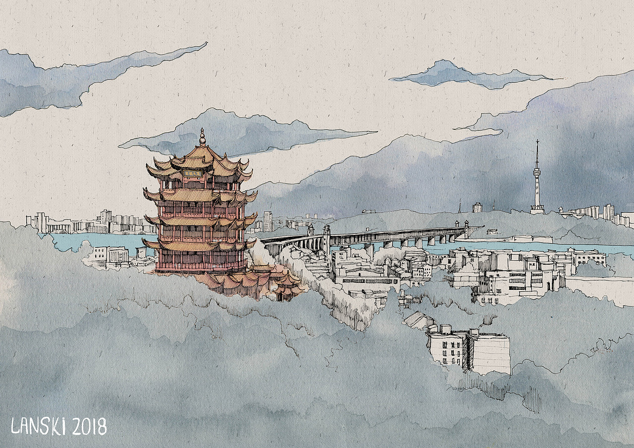 武汉（图ZMTI4ODY1Njk2） - 艺术插画 - 站酷设计师lanskiplanet原创素材 - 站酷ZCOOL