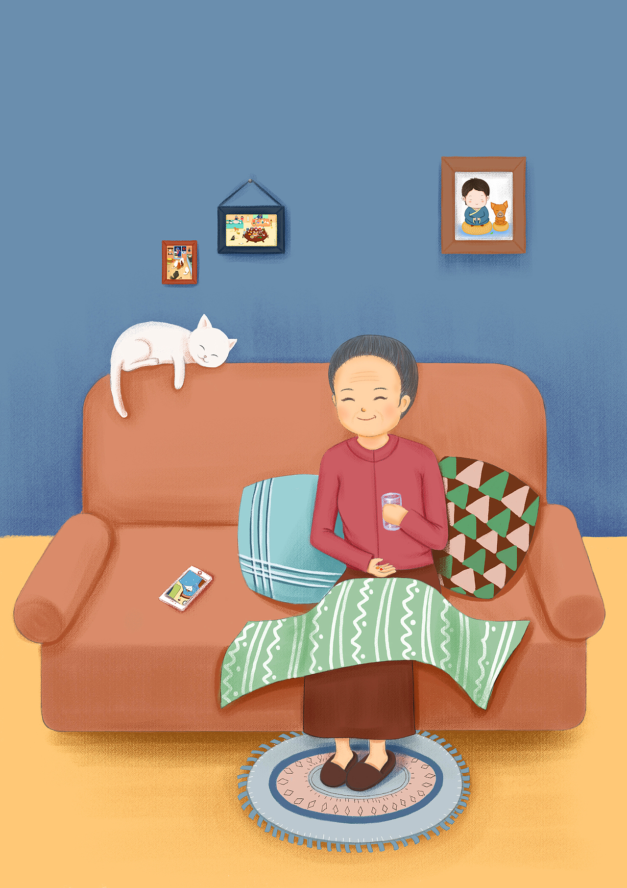 爸爸妈妈|插画|创作习作|月半鲸鱼_原创作品-站酷zcool