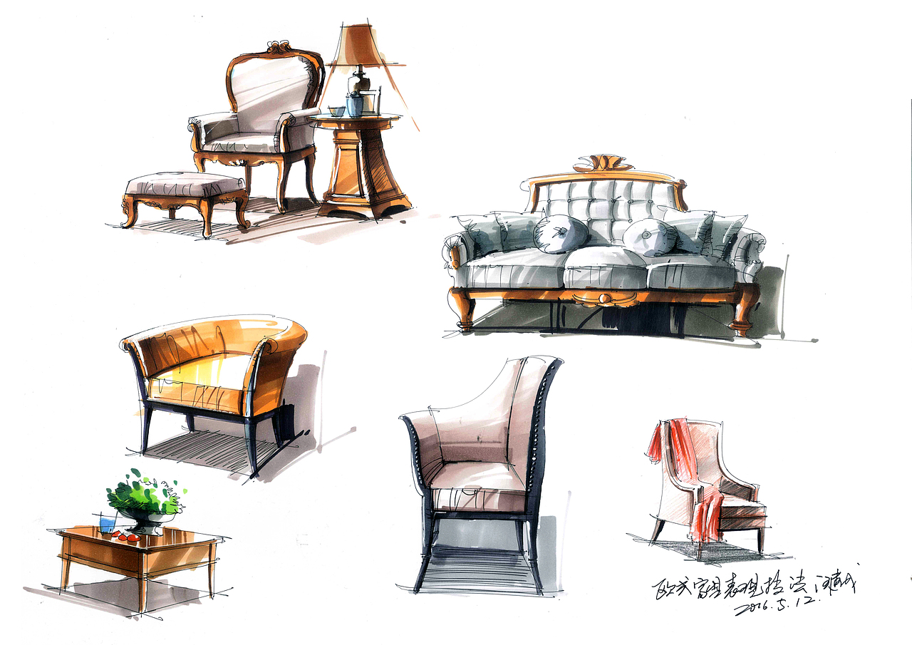 室内设计手绘效果图（图ZMTE4MDU1MTcy） - 家装设计 - 站酷设计师汉武手绘原创素材 - 站酷ZCOOL