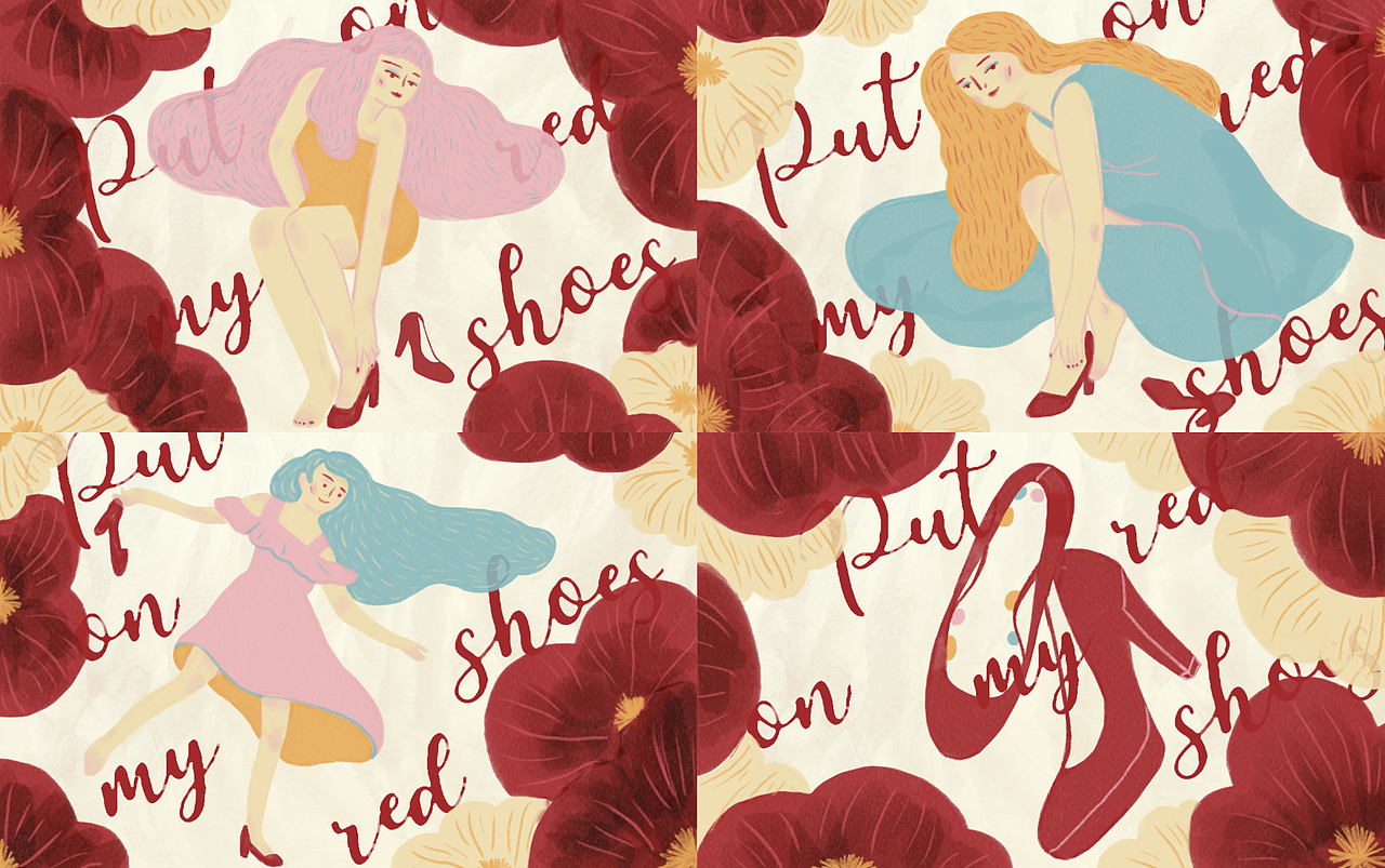 Put on my red shoes（图ZMTI1NTk1ODA0） - 新锐潮流插画 - 站酷设计师Zoe旭原创素材 - 站酷ZCOOL