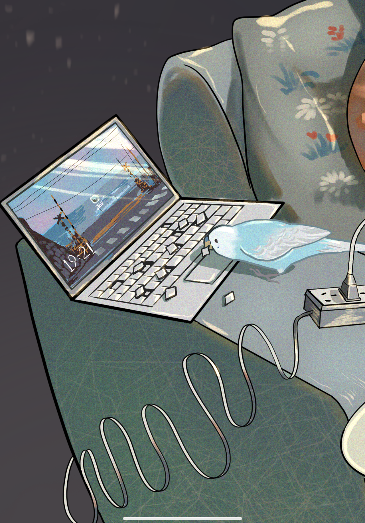 奶茶+宅文化+年轻人+宠物鸟 插画 酒店（图ZMTk4MzMyNDI0） - 商业插画 - 站酷设计师插画YU原创素材 - 站酷ZCOOL