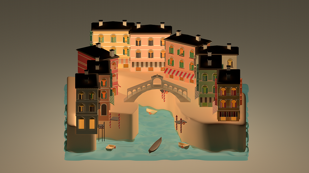 动画洪水涌进威尼斯