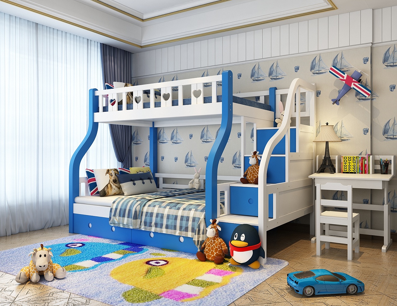 140平方米儿童房上下床装修设计效果图_装信通网效果图