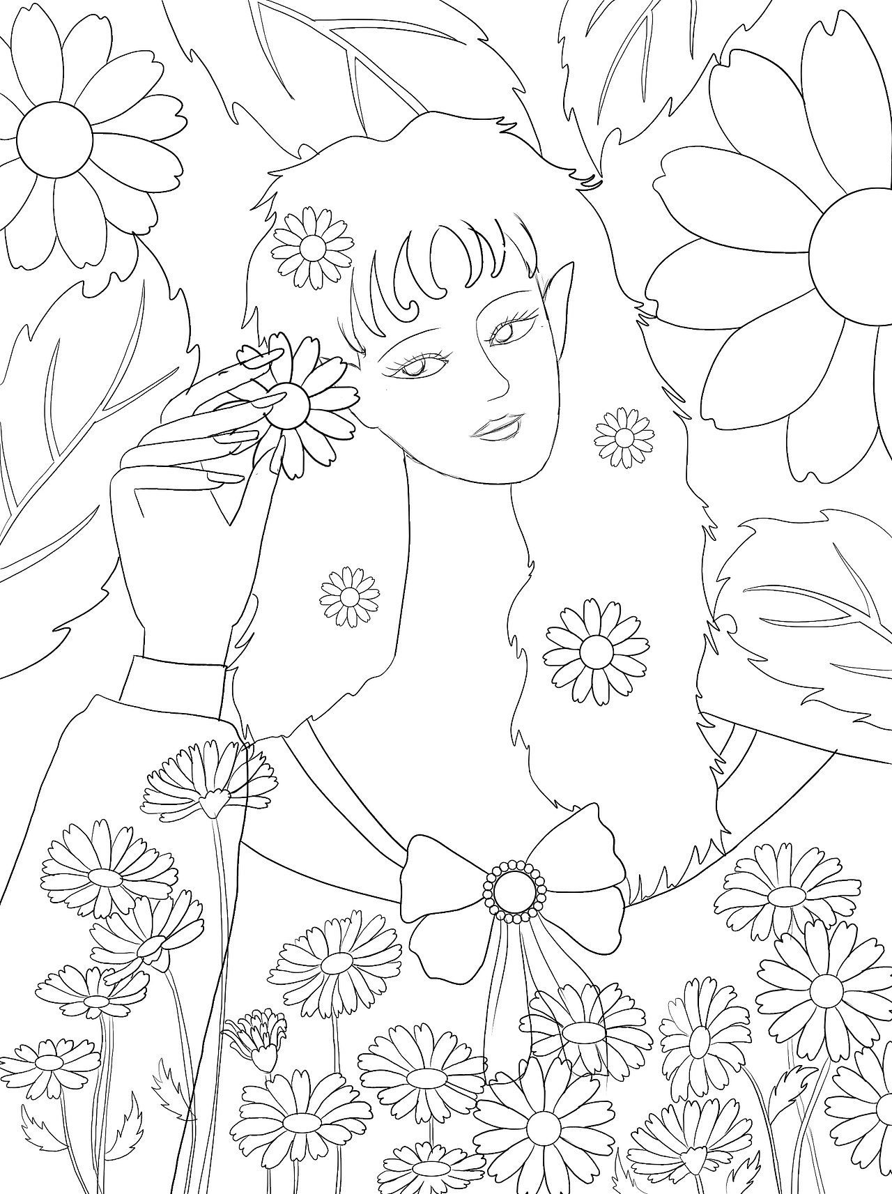 花儿与少女-雏菊（图ZMjc2MjEyOTYw） - 创作习作 - 站酷设计师天山绯红718原创素材 - 站酷ZCOOL