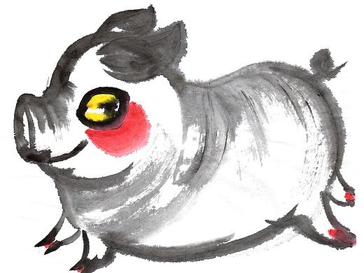 猪年插画+猪年水墨画+猪年猪猪元素作品