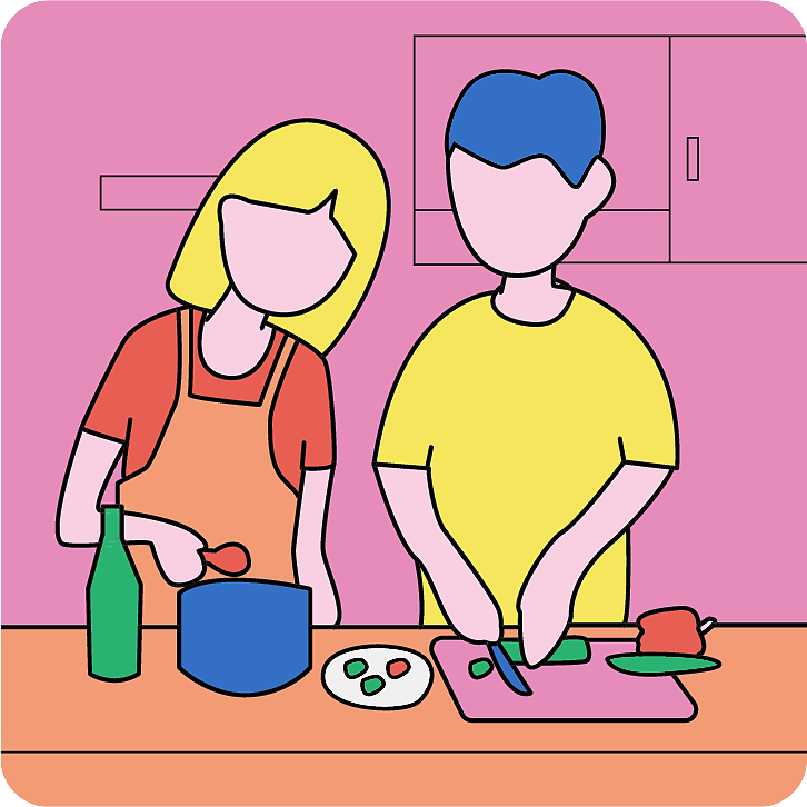 与家人一起做饭