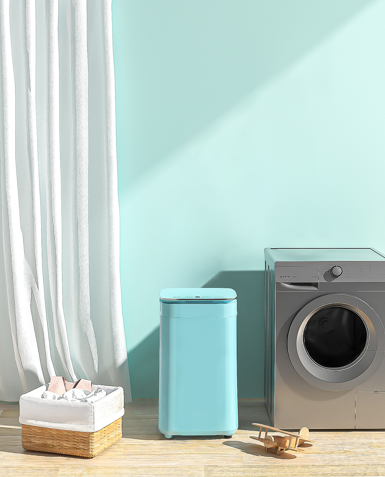 奧克斯嬰兒洗衣機(jī)（產(chǎn)品渲染+主圖+頁(yè)面）（圖ZMjc3MDU4NjY4） - 電商 - 站酷設(shè)計(jì)師我有一畝木又寸原創(chuàng)素材 - 站酷ZCOOL