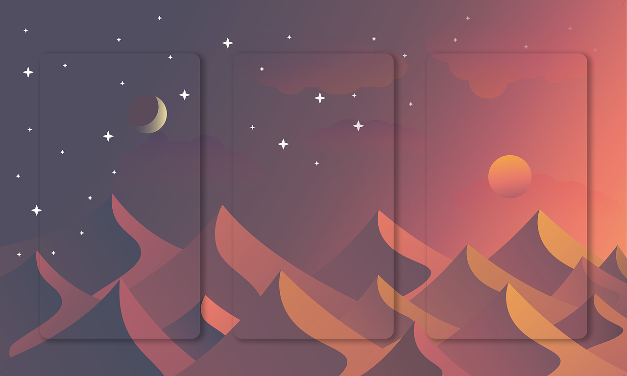 【临摹练习】沙丘日月星辰背景插画（图ZNzUyNzQwMjA=） - 闪屏/壁纸 - 站酷设计师Echo玥原创素材 - 站酷ZCOOL
