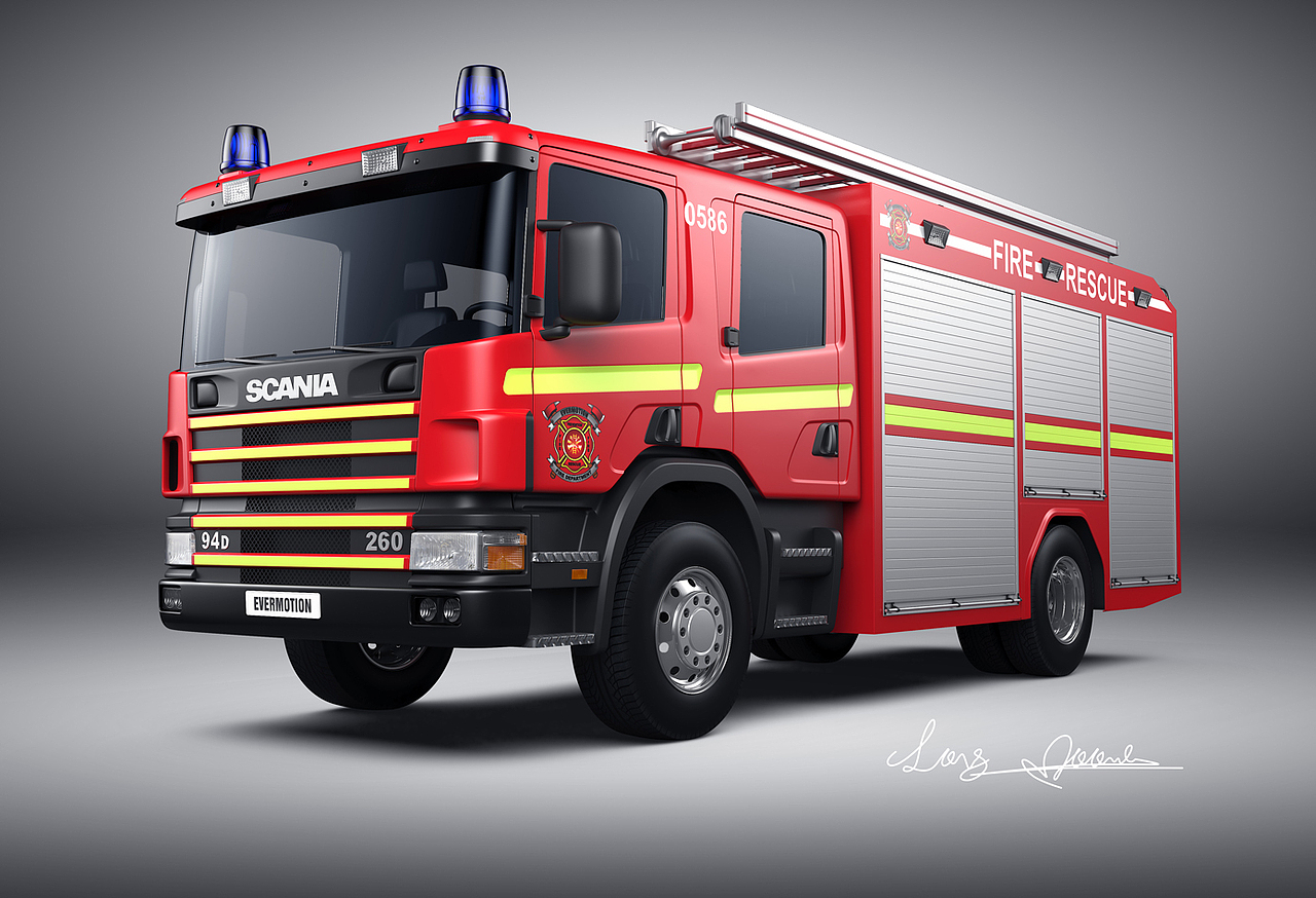 消防车渲染   消防车摄影   消防车效果图