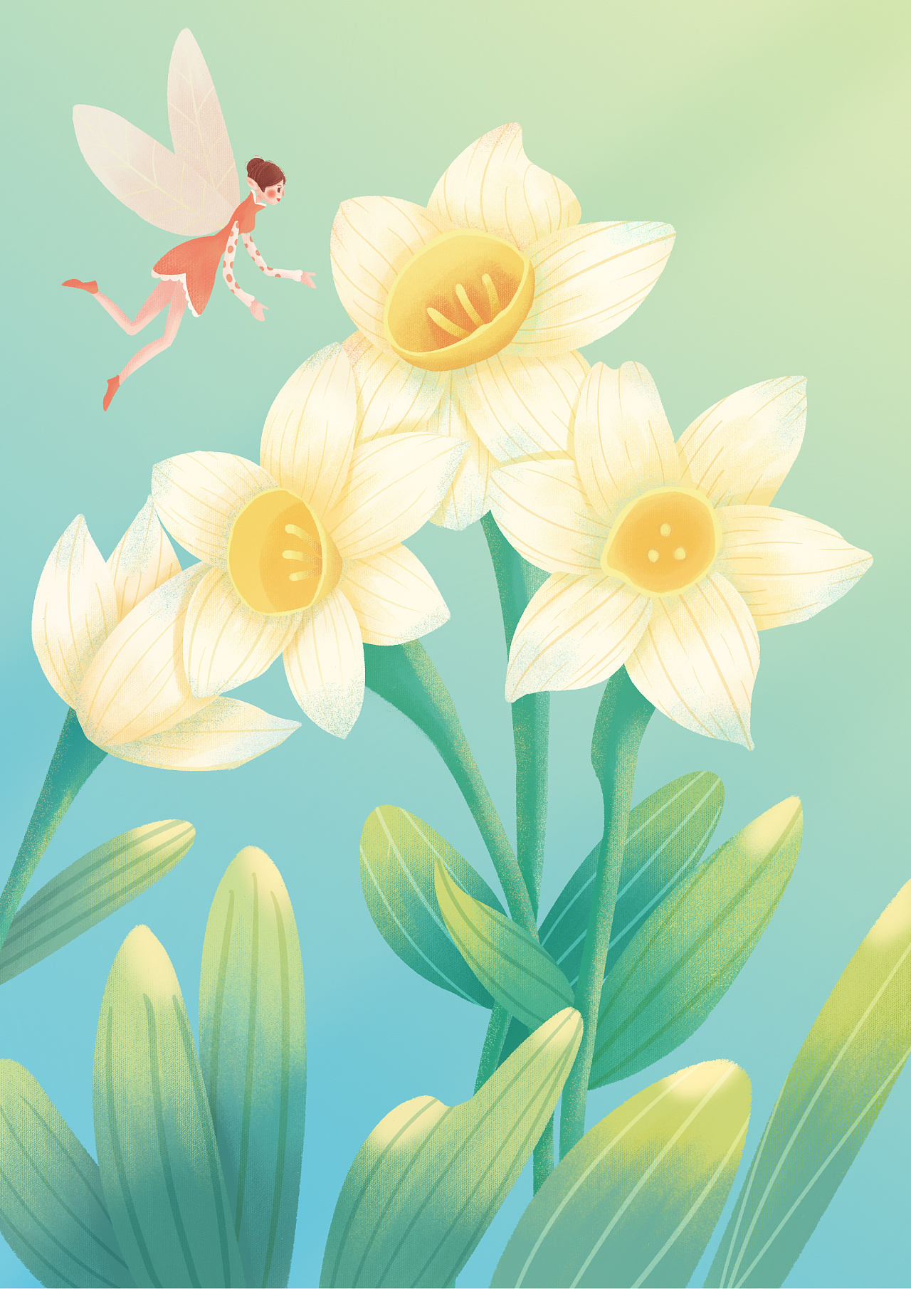 水仙花插画|插画|儿童插画|白明溪 - 原创作品 - 站酷 (zcool)