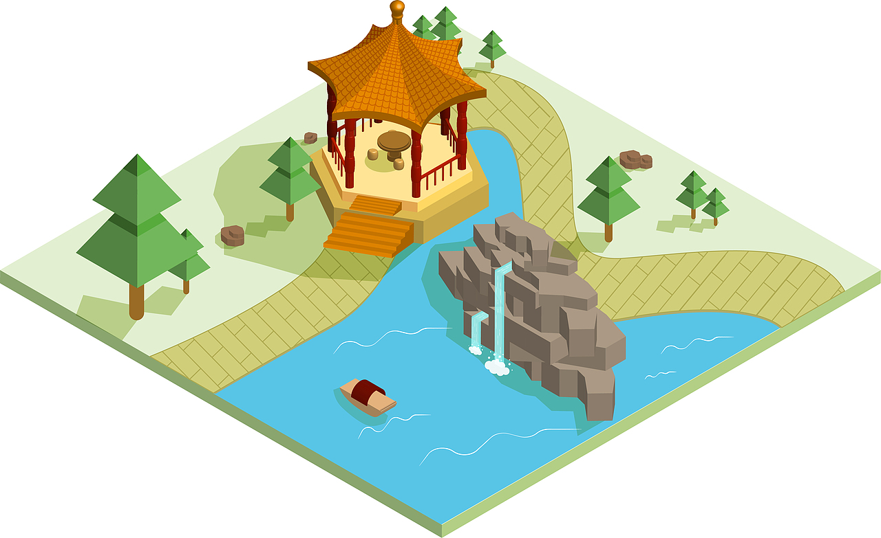 2.5D亭子小插画（图ZMTkzMjU2NzEy） - 艺术插画 - 站酷设计师宸茜原创素材 - 站酷ZCOOL