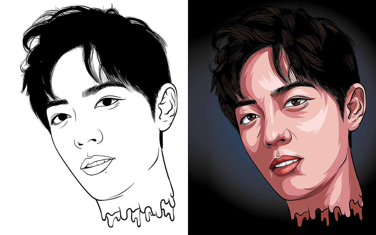 手绘AI矢量插画头像,近期练习作品,请多赐教!