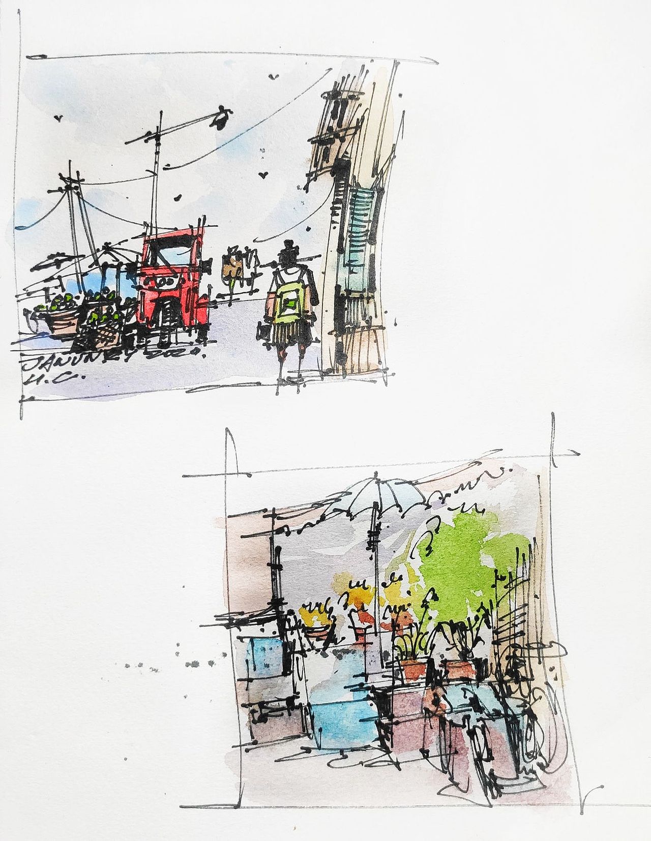 《高红成钢笔淡彩建筑风景速写作品集》