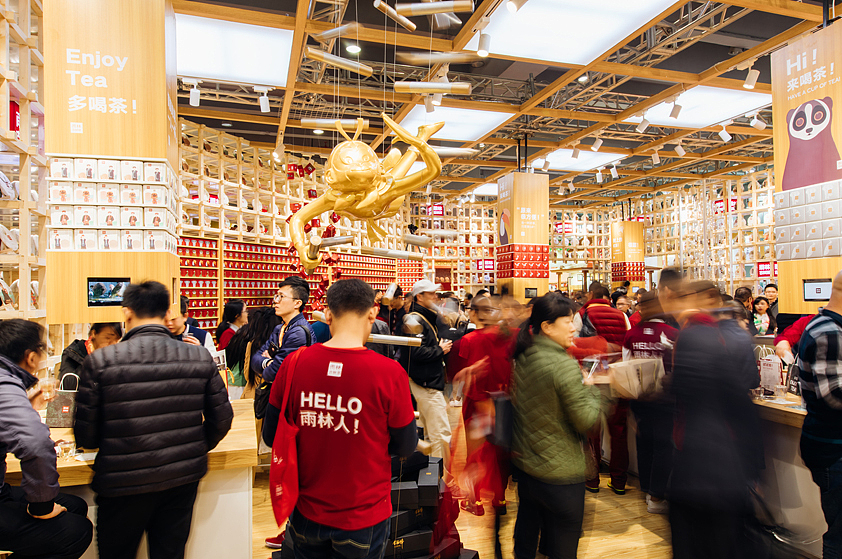 容品牌:茶饼搭建茶立方_雨林古茶坊茶博会展厅策划