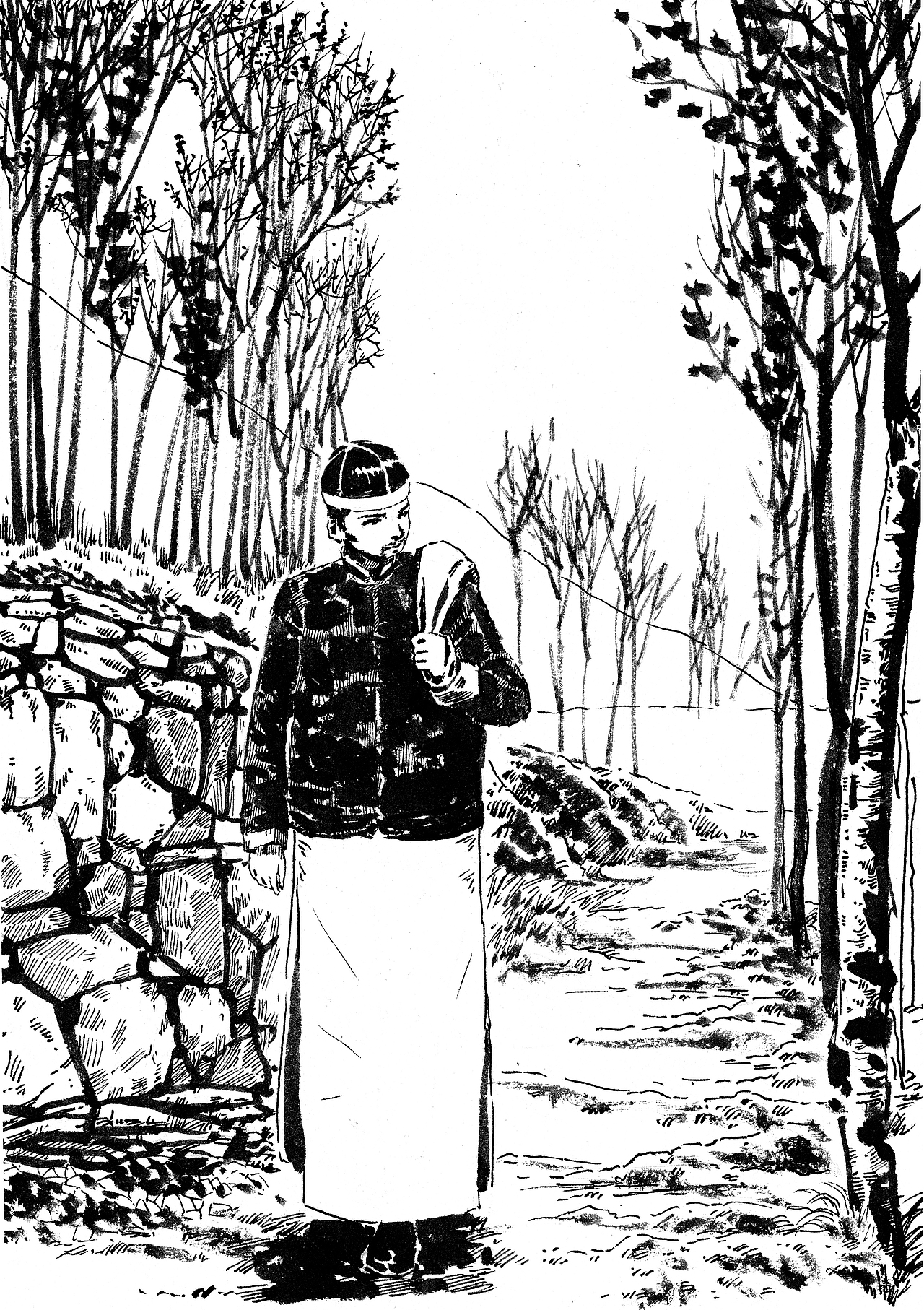 抗战题材毛笔黑白