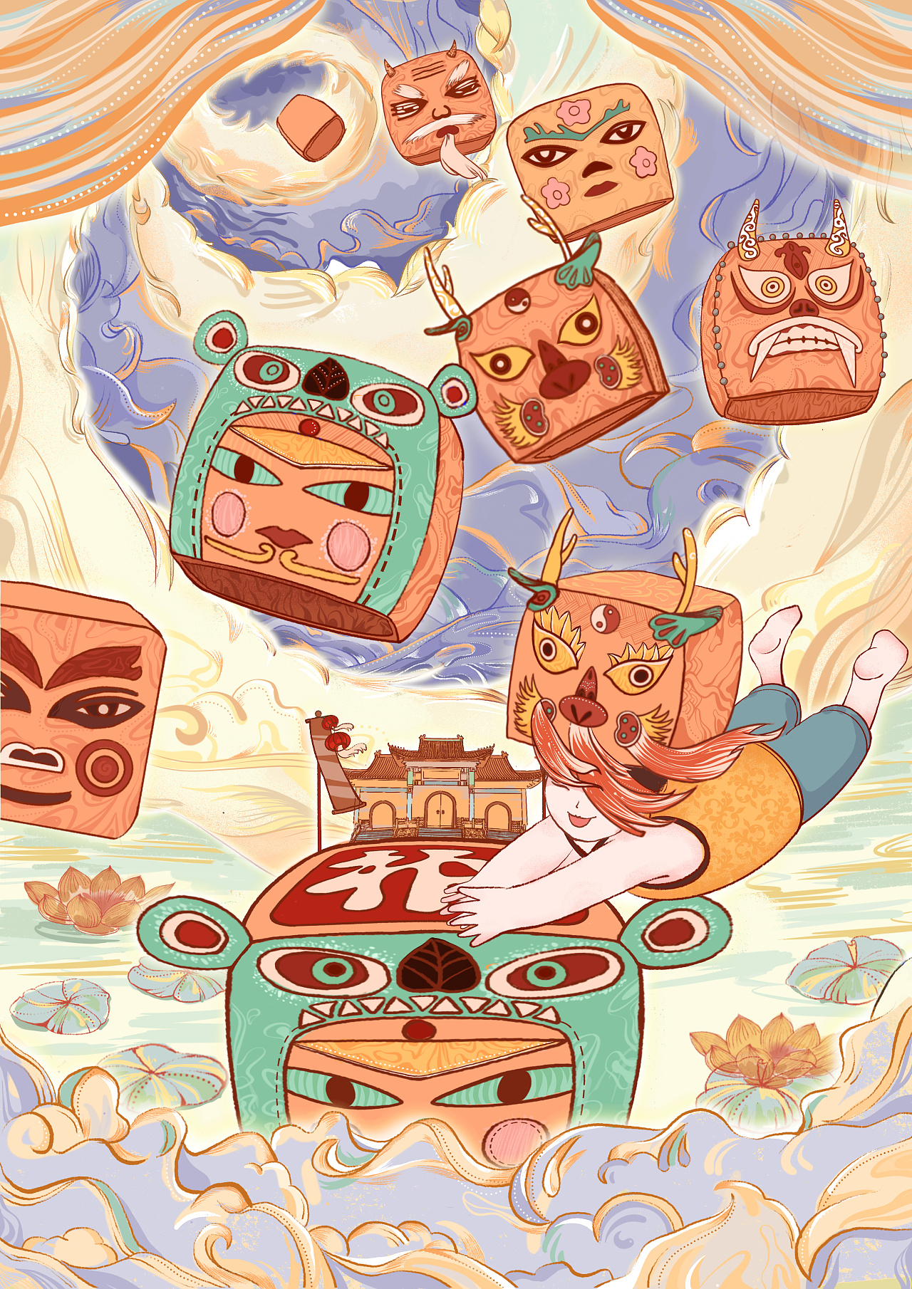 2021青春答卷#唐山非遗文化插画设计|插画|艺术插画|咚咚隆咚锵