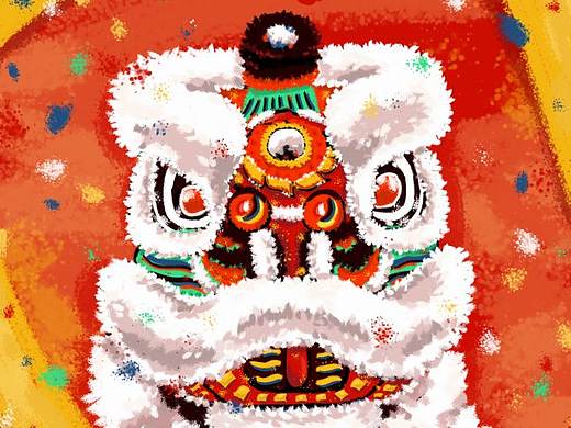 非遗-醒狮插画