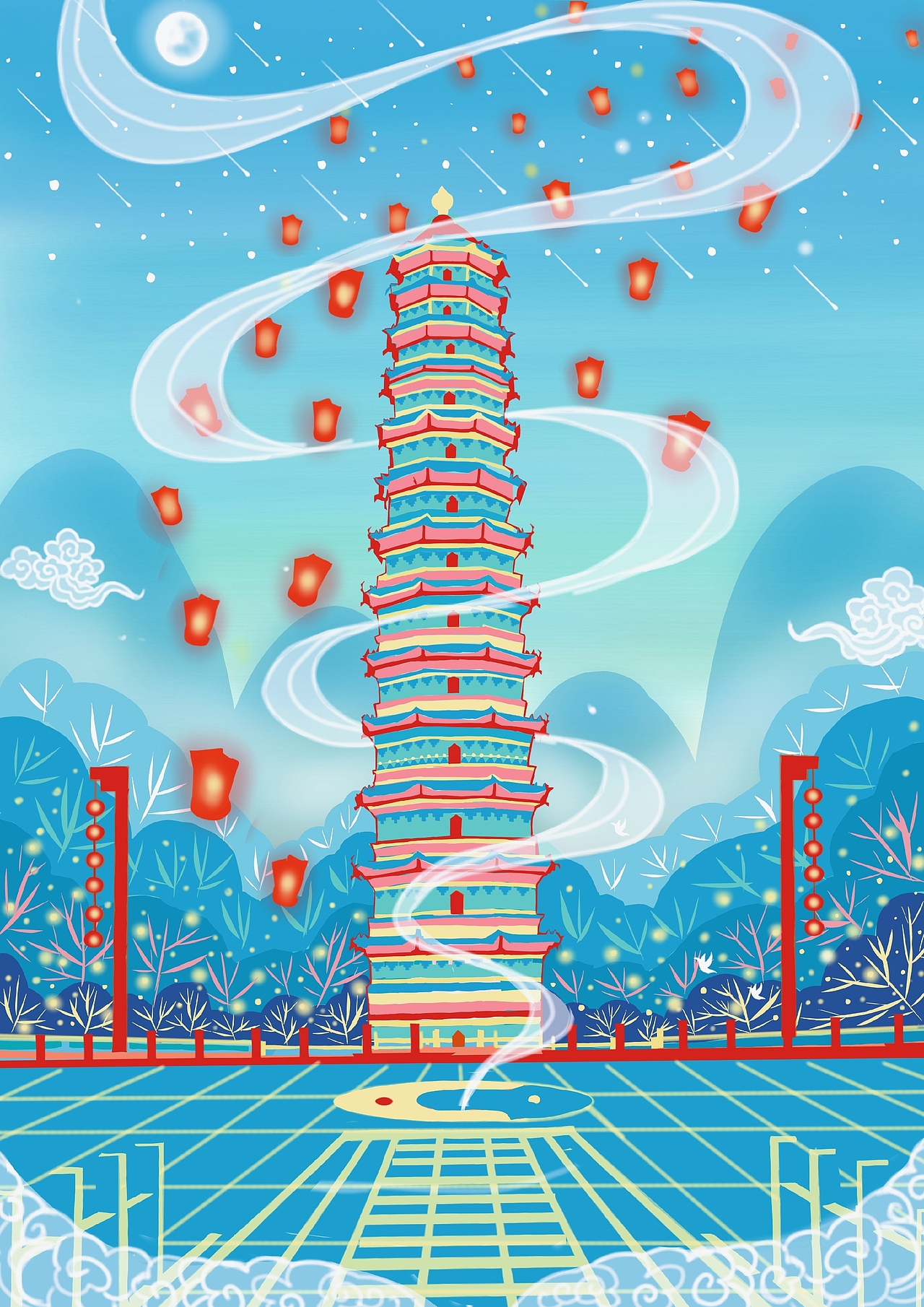 插画——开封古建筑（图ZMjIwOTQ0NTIw） - 创作习作 - 站酷设计师星星点d原创素材 - 站酷ZCOOL