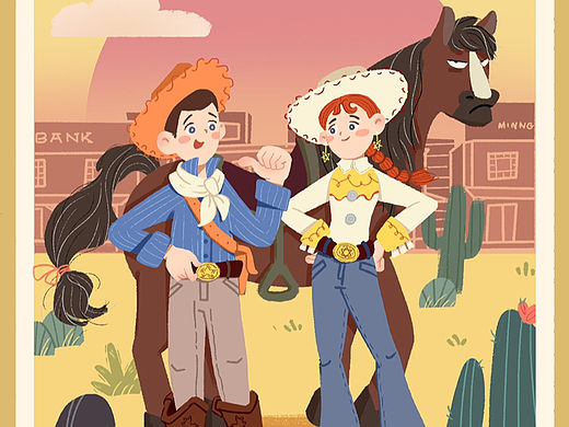 那天是個牛仔??（個人主頁-ZNjI2Mjc1OTY=） - 兒童插畫 - 站酷設(shè)計師卷卷桃子原創(chuàng)素材 - 站酷ZCOOL