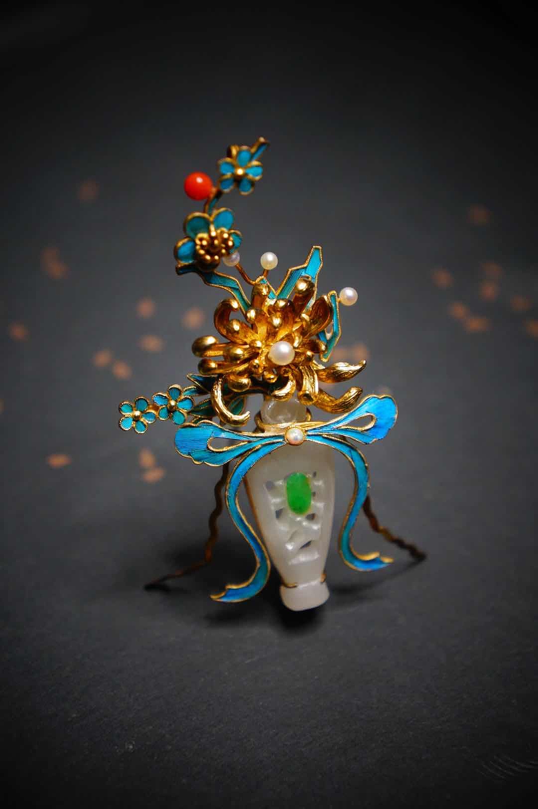 2020年初胸针系列古物新饰点翠首饰非遗工艺现代首饰