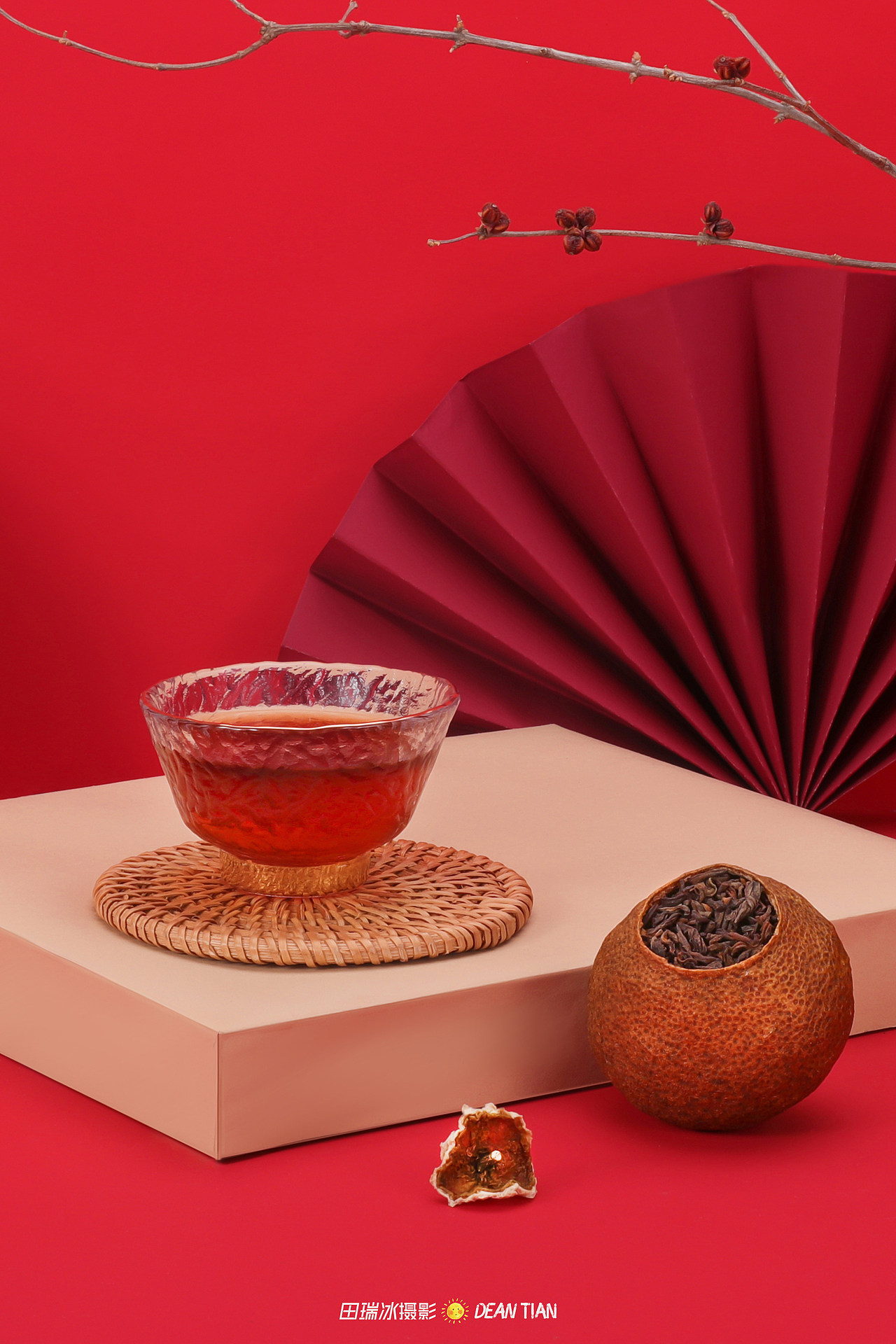田石页摄影dean大益大红柑普洱茶