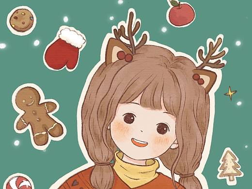 圣诞贴纸插画