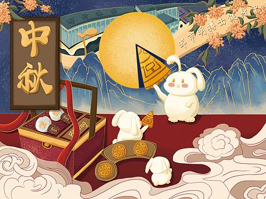 中秋国庆插画