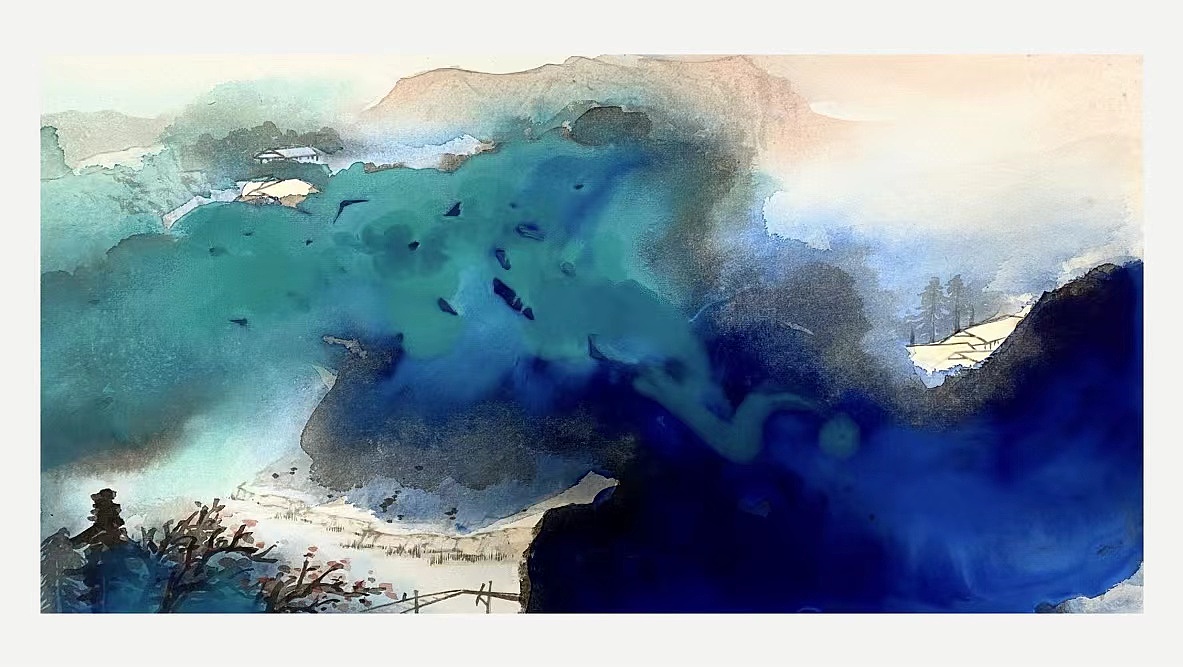 中国水墨画泼墨泼彩