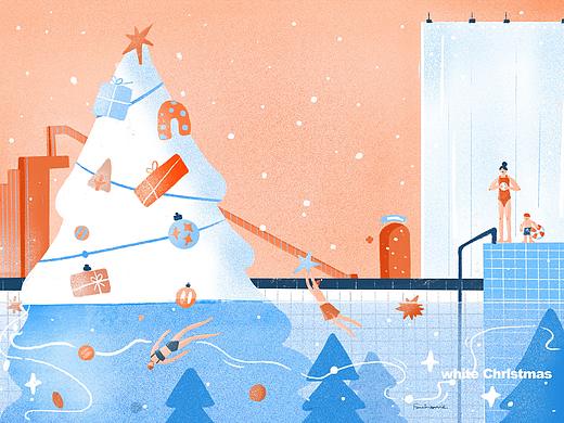 写给圣诞树的诗-白色圣诞节卡片书签