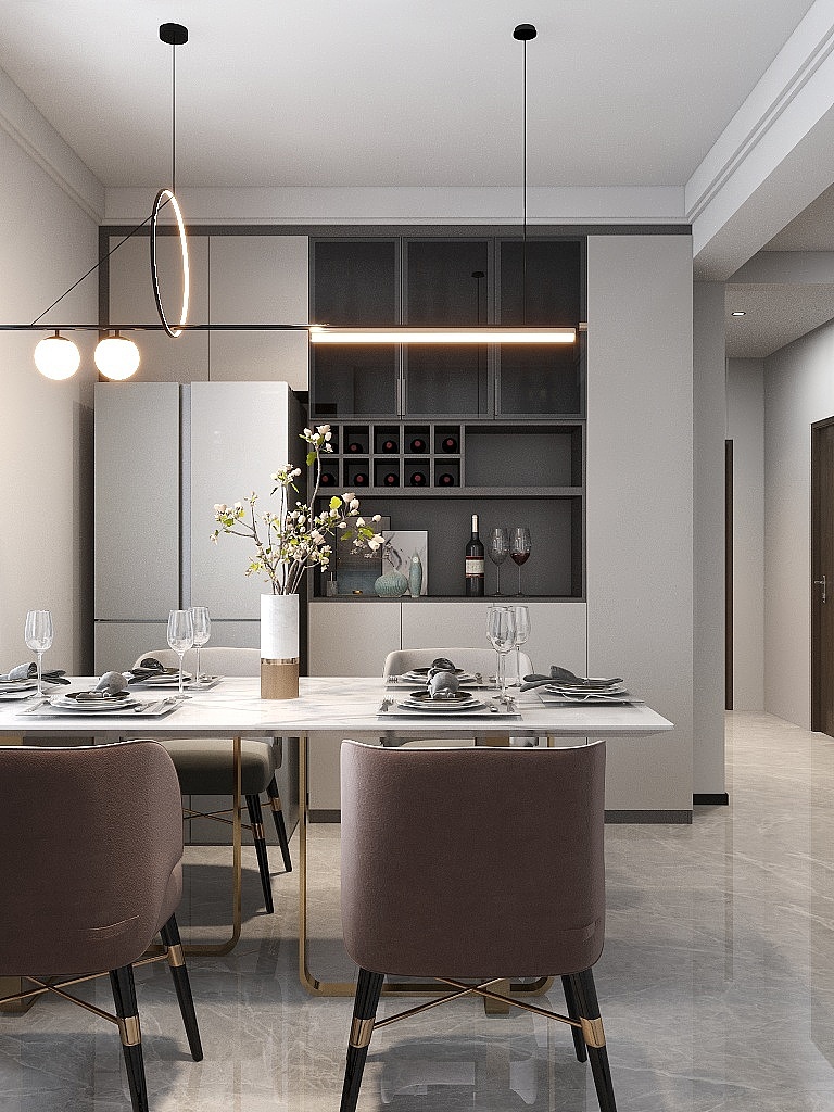 现代轻奢系列：浅灰与深色木纹之间的融合感应（图ZMzE1MzgwMjQ0） - 家装设计 - 站酷设计师设计师徐来原创素材 - 站酷ZCOOL