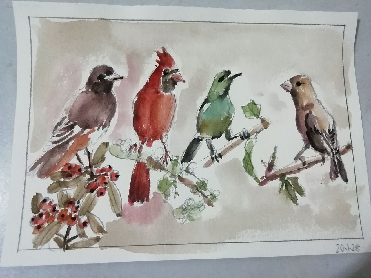 20.03.13水彩—鸟作品