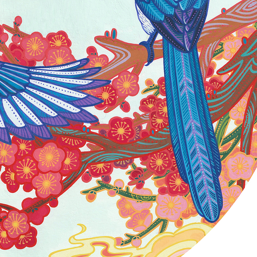 《报喜图》喜鹊水粉装饰画