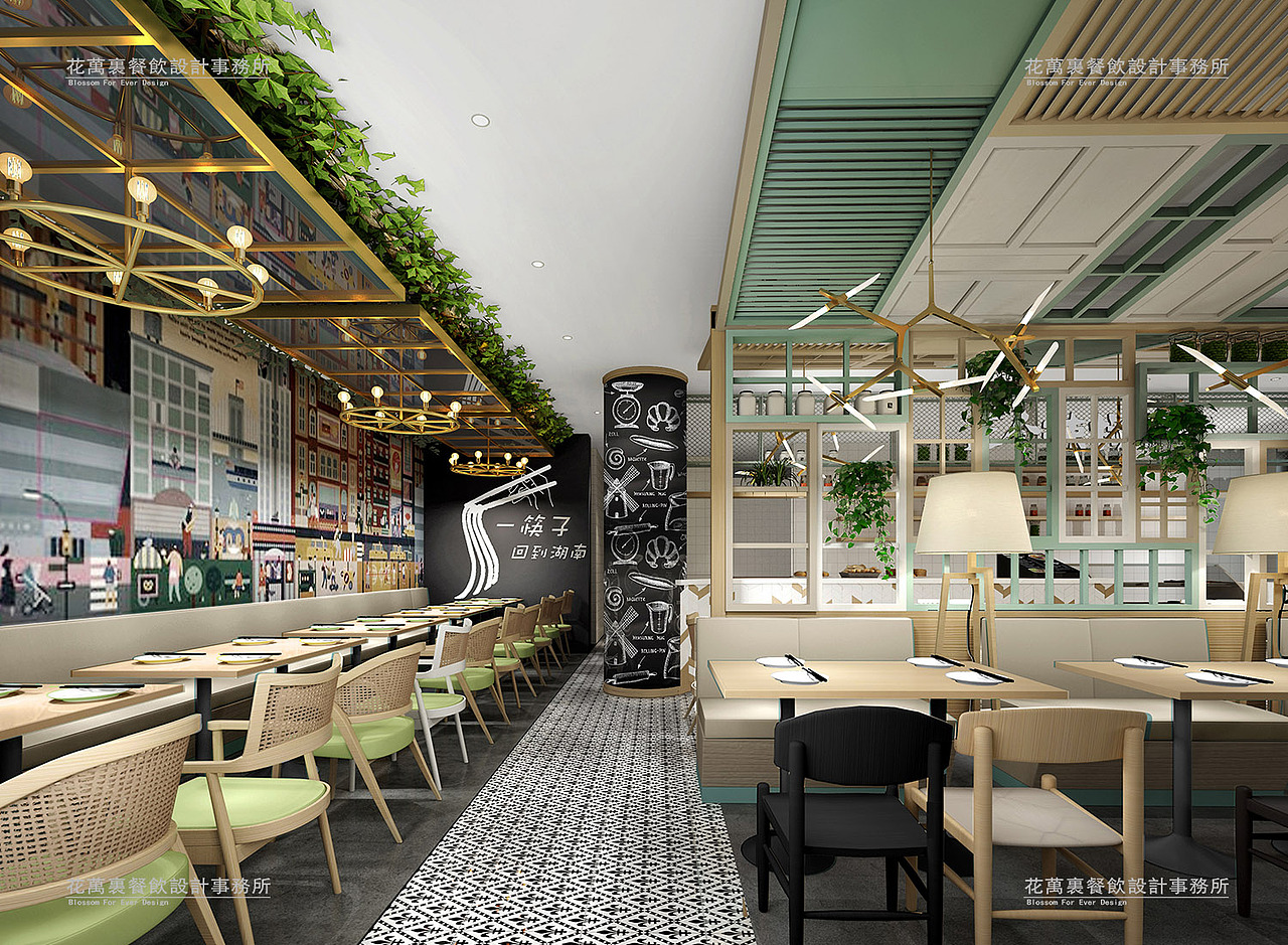 餐椅以沉稳的木质的色调为空间带来稳定感,使人静心,两旁植栽造景犹如让人置身清新宁静的花园之中,充满生机,可以闻到清新的植物的芬芳,放松心情,享受美食的愉快。
<br>