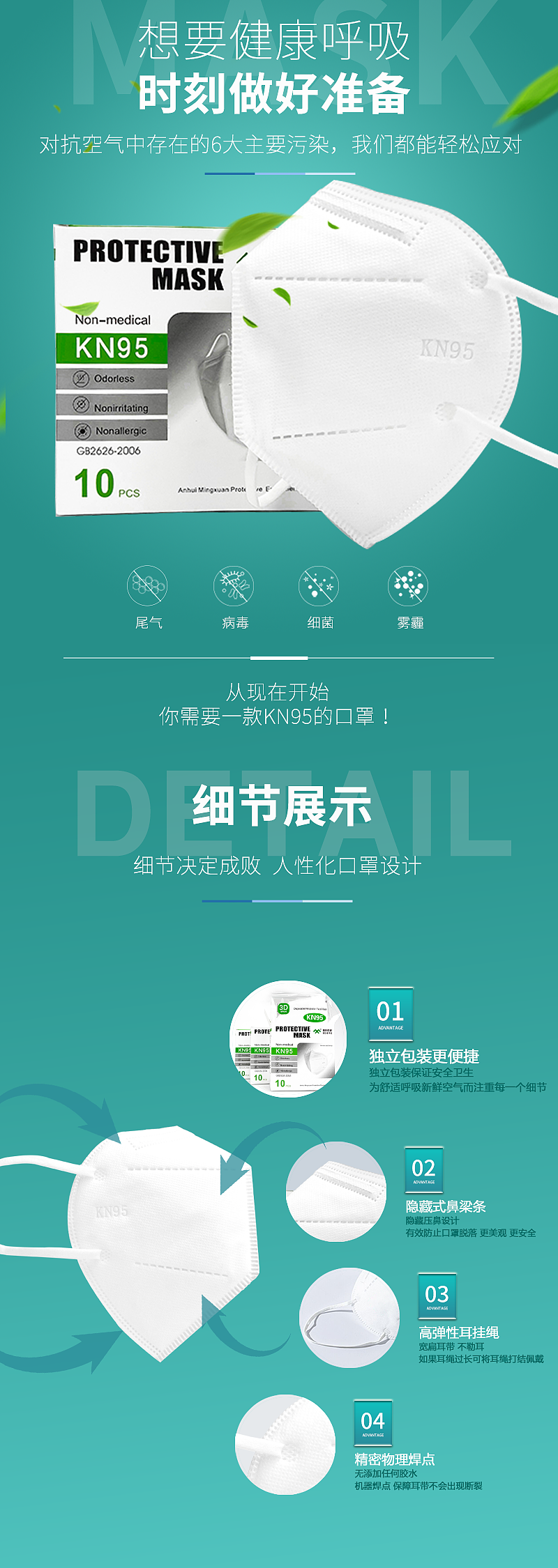 KN95口罩电商详情页（图ZMjE0NDI2MTI4） - 海报 - 站酷设计师大圣平面设计原创素材 - 站酷ZCOOL