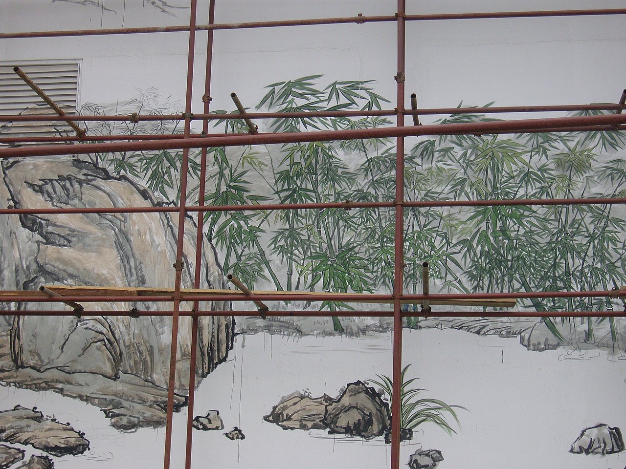 巨力集团——刘伶醉酒厂大型壁画创作,手绘,彩绘,中国画,山水画。