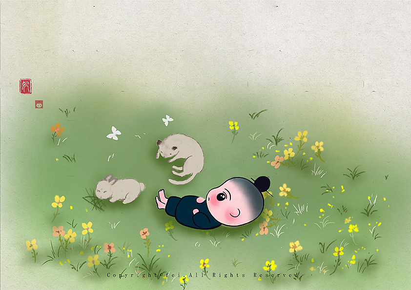 原创插画·了尘小道士|插画|儿童插画|妃fei_ - 原创作品 - 站酷