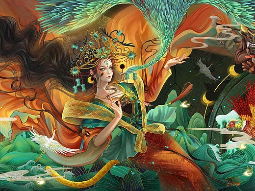 《山海经之女神赋》-西王母-长卷故事型