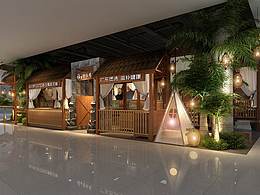 嗨捞猪肚鸡|火锅店设计效果图|餐厅设计案例|七原设计