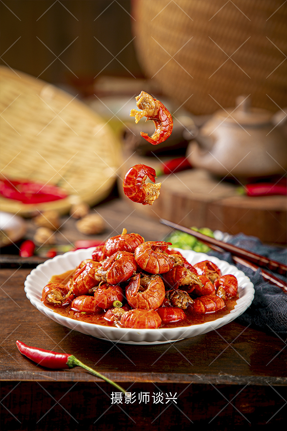 龙虾、肥肠、鸡杂半成品菜肴 美食拍摄