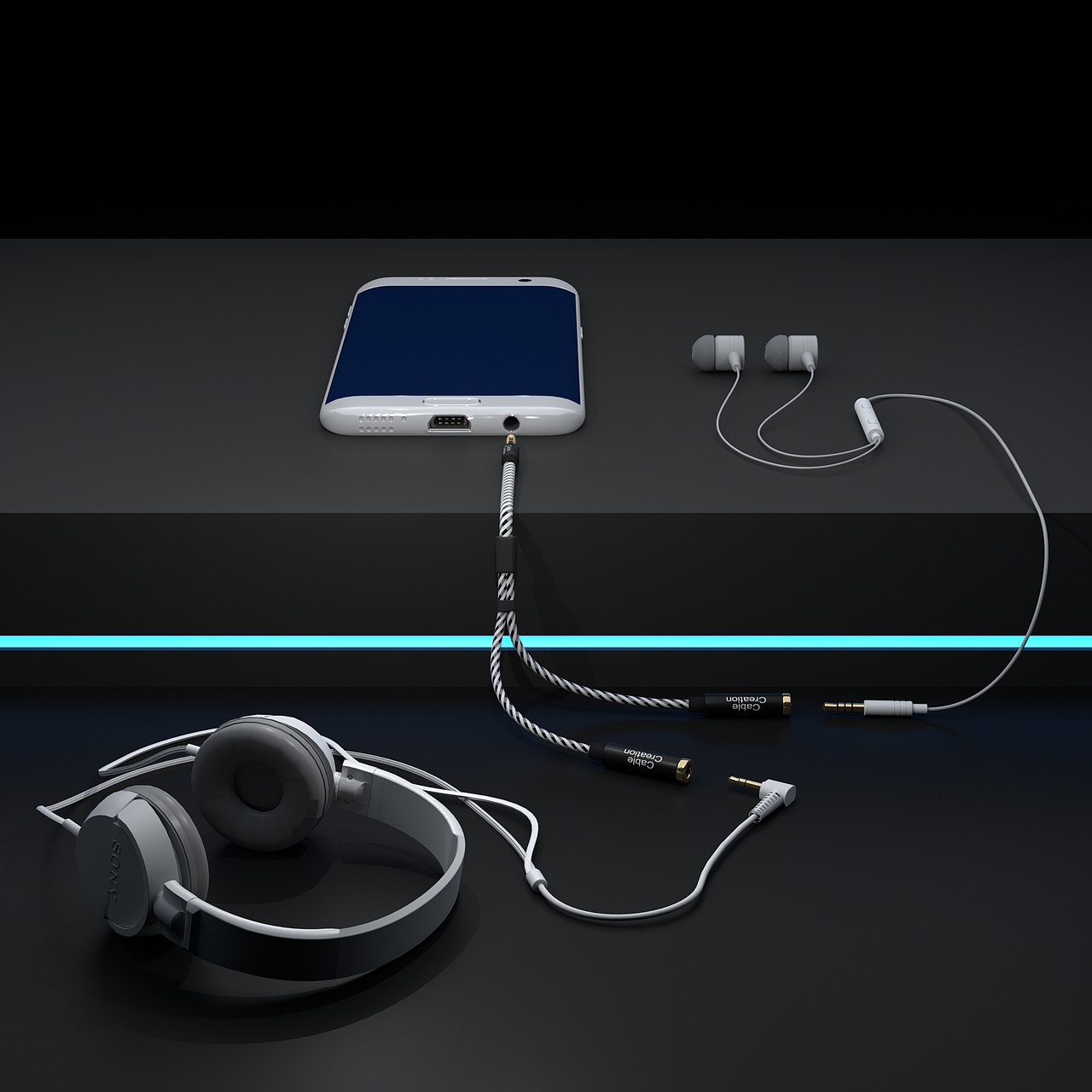 音频连接线_产品渲染