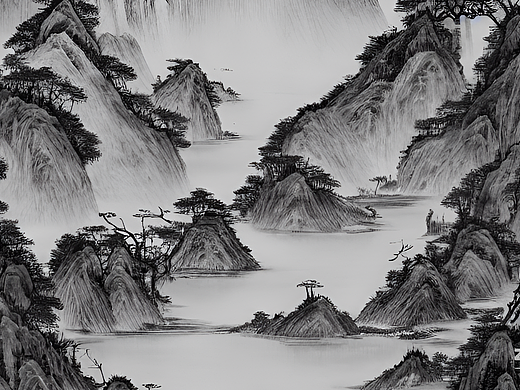 #AI创作实验室#山水画，水墨画