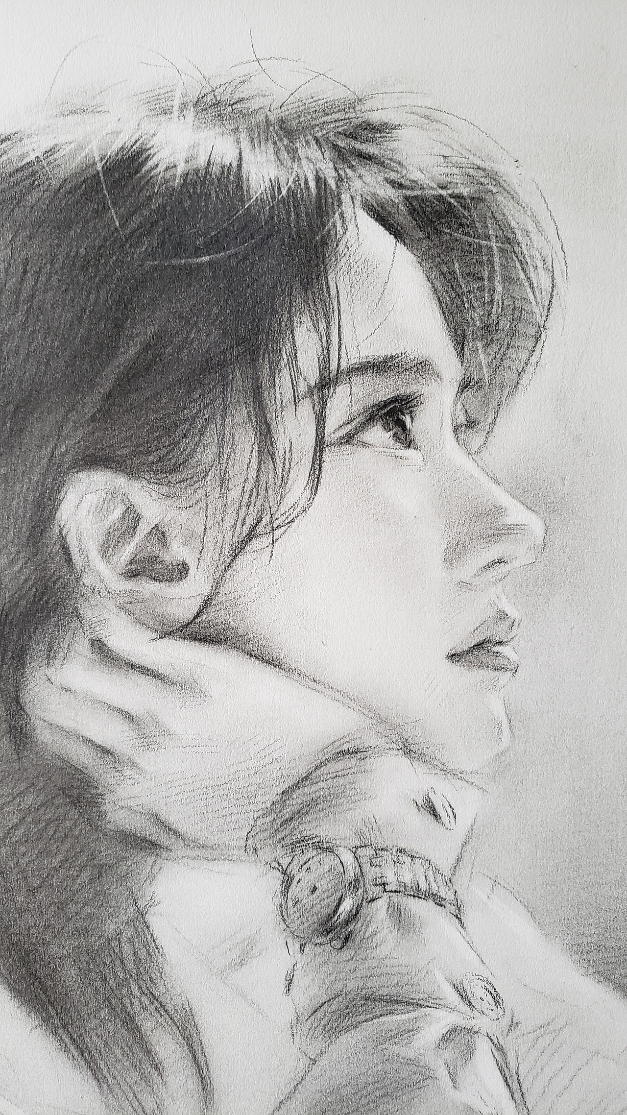 女子全侧肖像素描