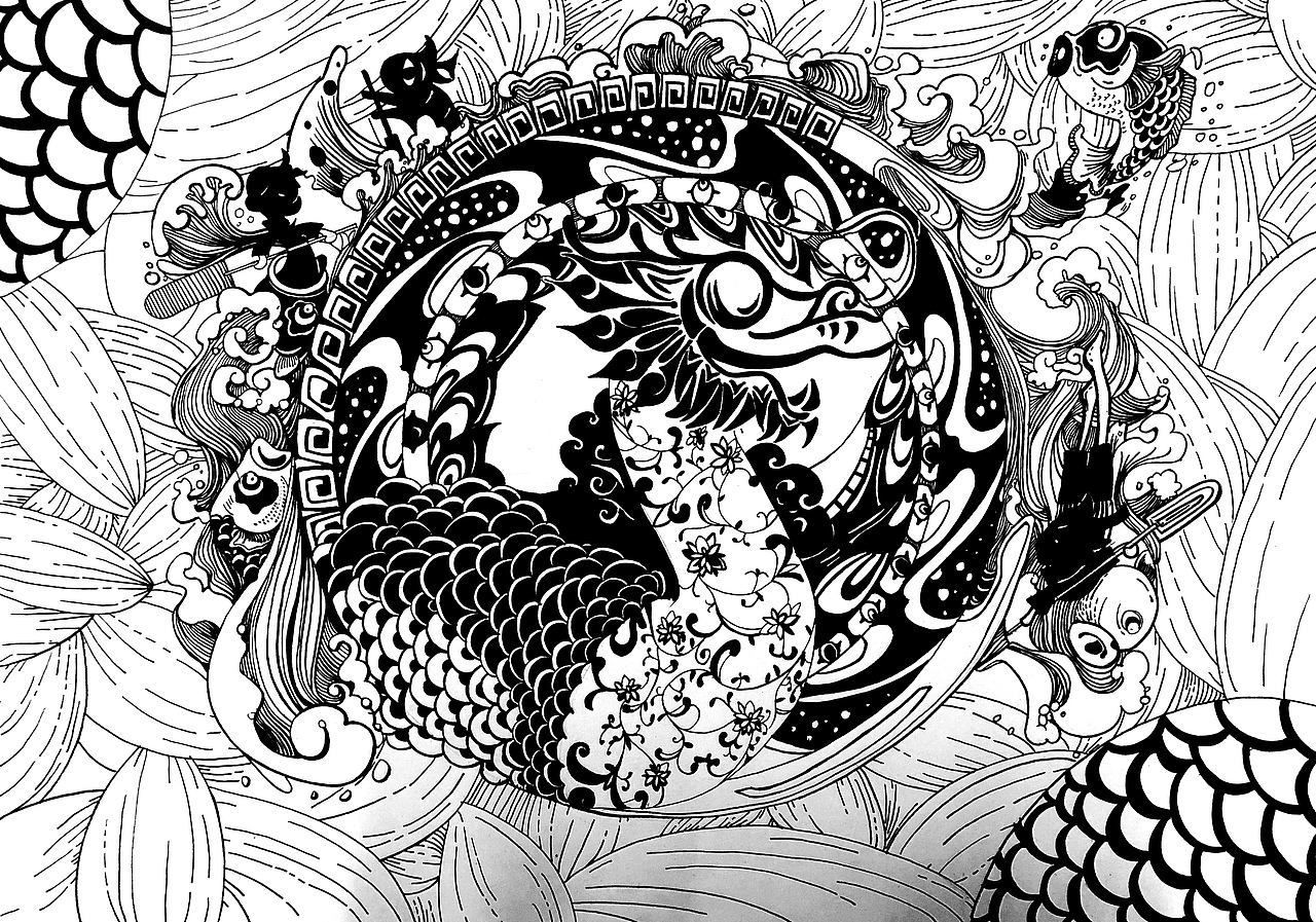 创意黑白装饰画（图ZMjU3OTUxMDAw） - 图案 - 站酷设计师潜艇仔原创素材 - 站酷ZCOOL