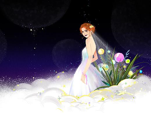 星河花嫁（個人主頁-ZNDI5NTc5MzY=） - 商業(yè)插畫 - 站酷設(shè)計師爆甜茶原創(chuàng)素材 - 站酷ZCOOL