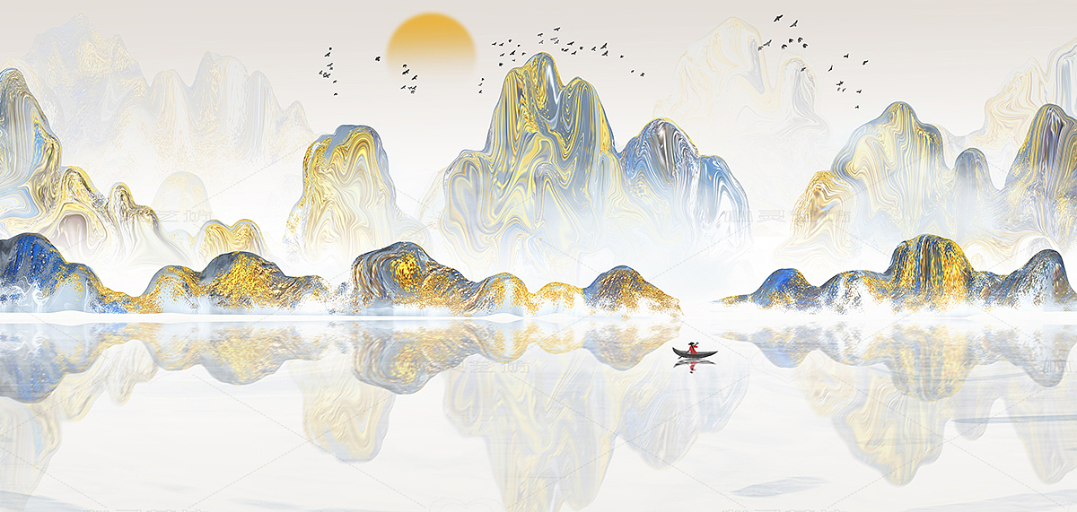 金色鎏金山水画（图ZMjczNjQ5MDA0） - 商业插画 - 站酷设计师心灵艺坊原创素材 - 站酷ZCOOL