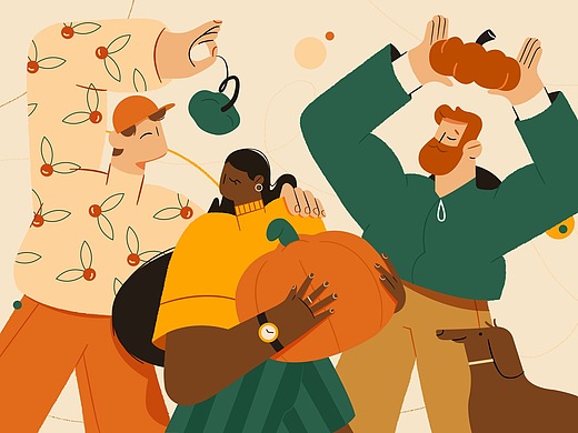 追波风格秋冬主题插画