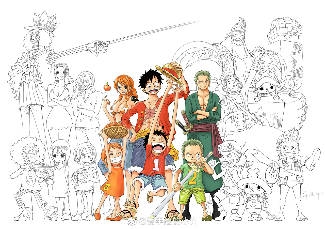 板绘作品-海贼王草帽全员（图ZMjY4NDg4MDcy） - 艺术插画 - 站酷设计师老许的视觉笔记原创素材 - 站酷ZCOOL