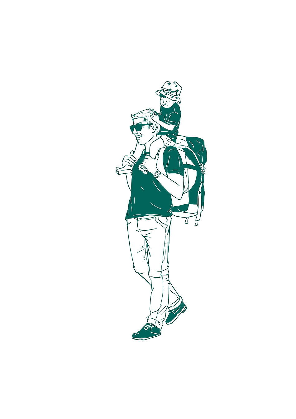 简笔插画 江南style 旅行 加油我们家 一家人插画（图ZMTI3NTc2MzI0） - 商业插画 - 站酷设计师薛方原创素材 - 站酷ZCOOL