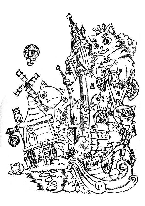 DQ Cat 插畫手稿作品