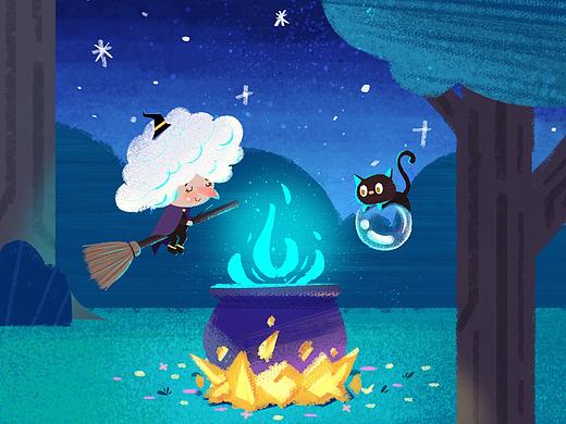 可爱女巫和小猫咪